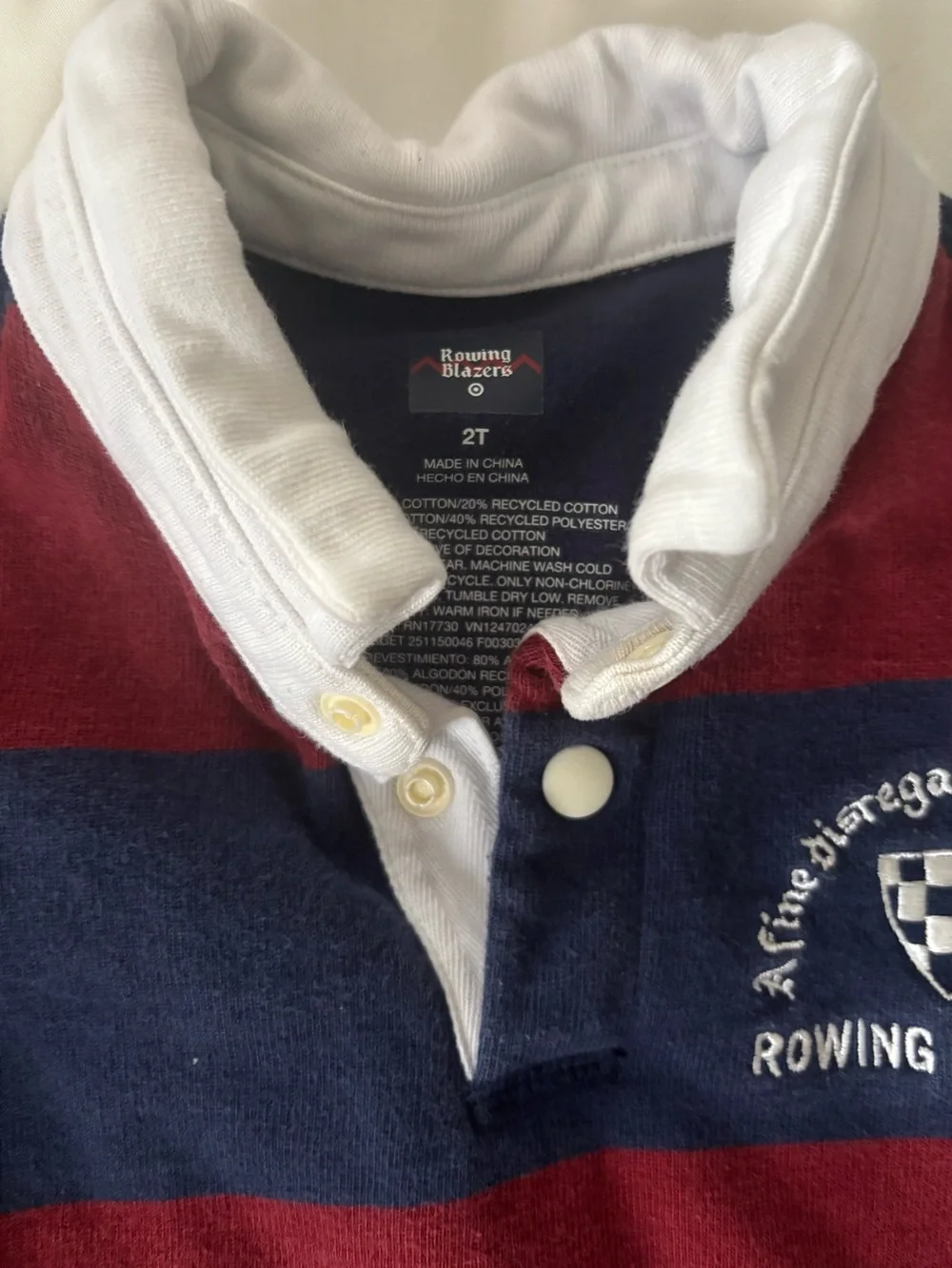 Rowing Blazers x Target Burgundy & Navy Striped Rugby Bodysuit
